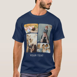 Anpassningsbar Lägg till 4 fotokollage och text T Shirt