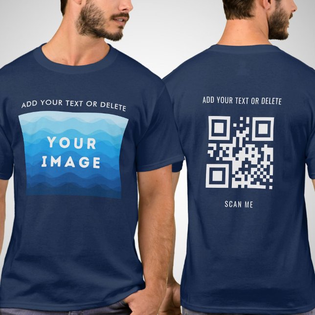 Anpassningsbar Lägg till bildtext och QR-kodsöknin T Shirt (Skapare uppladdad)