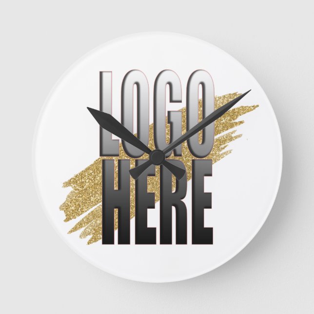 Anpassningsbar Lägg till din Logotyp här på Modern Rund Klocka (Framsida)