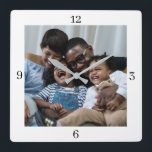 Anpassningsbar Lägg till foto Fyrkantig Klocka<br><div class="desc">Byt ut det här exempelfotot mot ett eget familjefoto,  eller vilken typ av foto som helst som du föredrar och uppskattar som en keepsaké. Lägg till familjefoto,  mor- och farföräldrar,  husdjur med mera.</div>