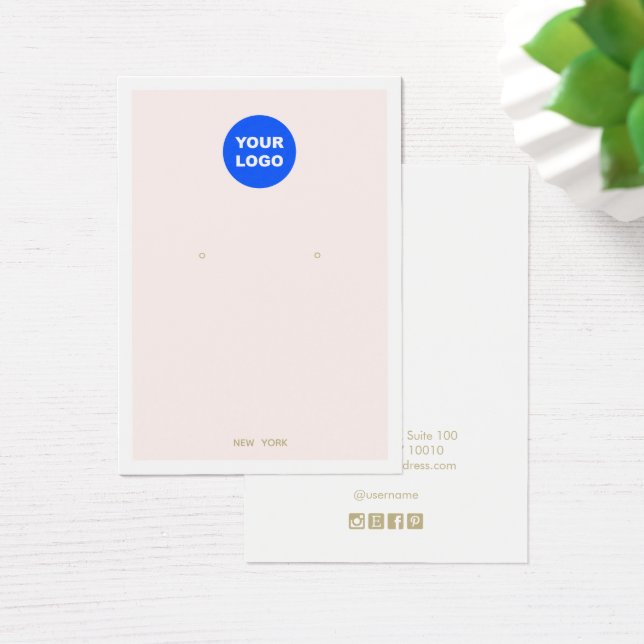 Anpassningsbar Lägg till Logotyp Light Blek Rosa E Visitkort (Skivbord)