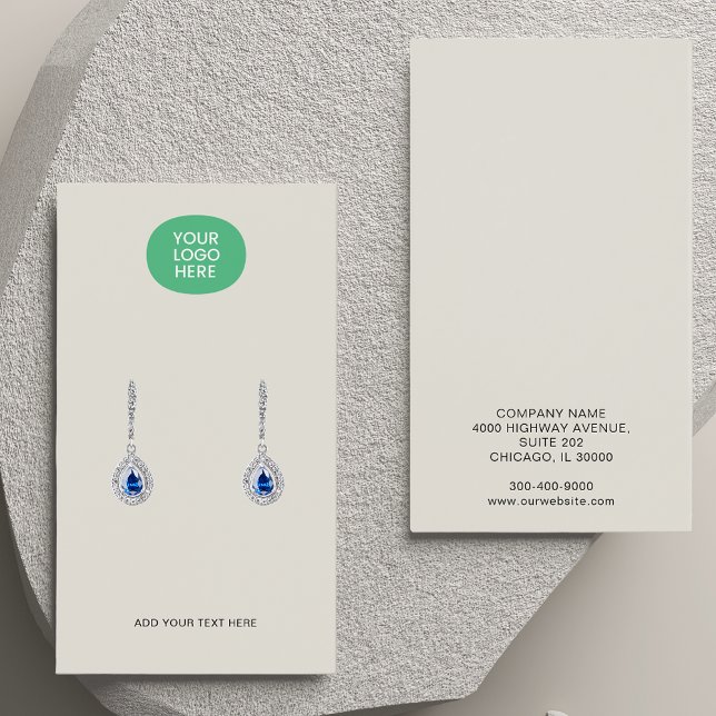Anpassningsbar Lägg till Logotyp Light Tan Earring Visitkort (Custom Add Logo Light Tan Earrings Display Card)