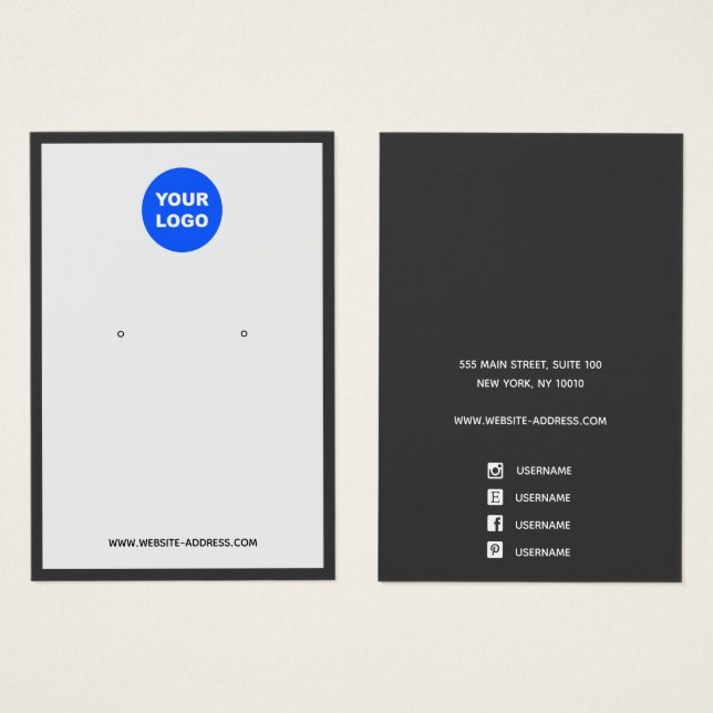 Anpassningsbar Lägg till Logotyp Mörk Grått Ararri Visitkort (Framsida & baksida)