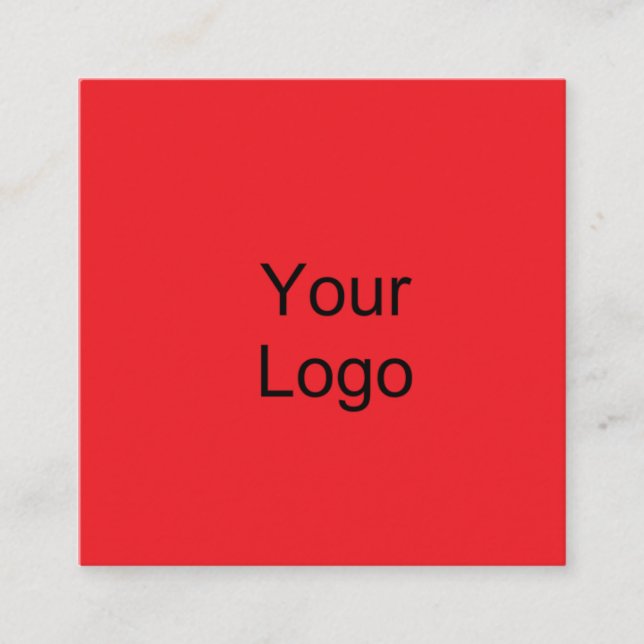 Anpassningsbar, lägg till Logotyp, Vibrant Red Fyrkantigt Visitkort (Framsida)