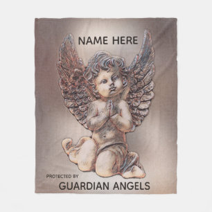 Anpassningsbar Lägg till Namn Cherub Angel Blanke Fleecefilt