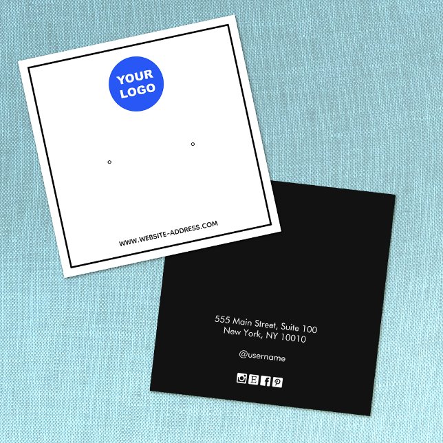 Anpassningsbar Lägg till Visning för svartvit Logo Fyrkantigt Visitkort (Skapare uppladdad)