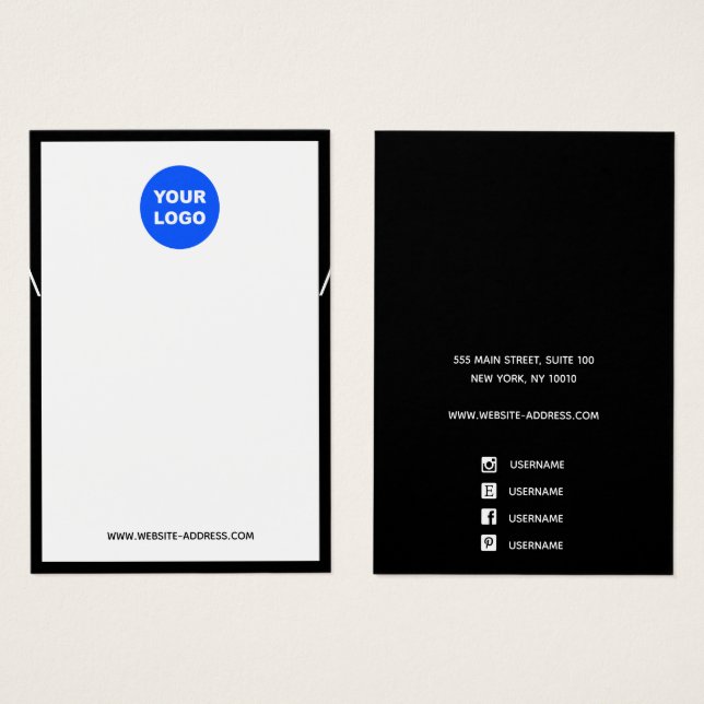 Anpassningsbar Lägg till Visning för svartvit Logo Visitkort (Framsida & baksida)