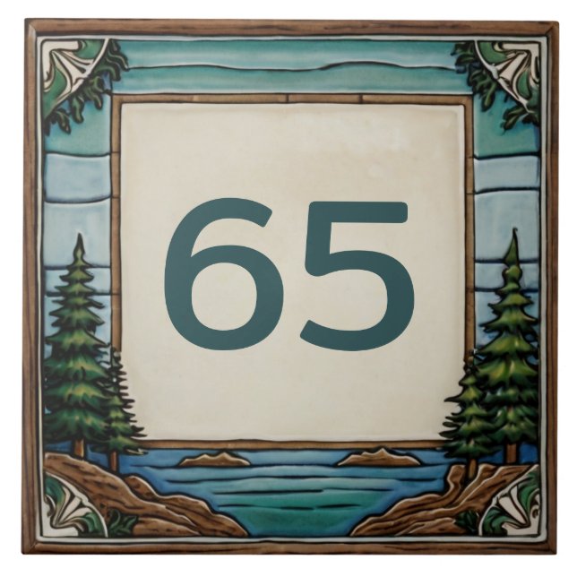 Anpassningsbar Lakehouse House Number - skyltskylt Kakelplatta (Framsidan)