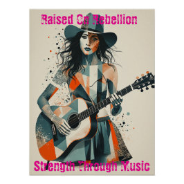 Anpassningsbar Land Girl Guitarist Art Inspiration Perfect Poster