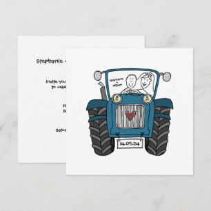 Anpassningsbar Landsbyggsbröllop Blue Tractor kväl Inbjudningar