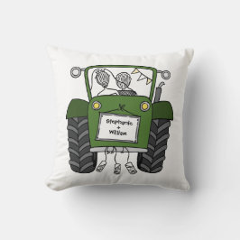Anpassningsbar Landsbyggsbröllop Grönt Tractor Kudde