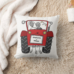Anpassningsbar Landsbyggsbröllop Red Tractor Kudde