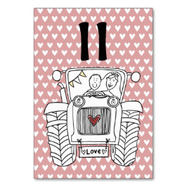 Anpassningsbar Landsbyggsbröllop Tractor Bordsnumm Bordsnummer