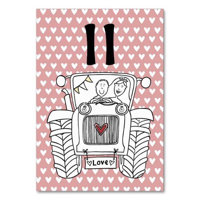 Anpassningsbar Landsbyggsbröllop Tractor Bordsnumm Bordsnummer (Framsidan)