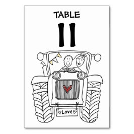 Anpassningsbar Landsbyggsbröllop Tractor Bordsnumm Bordsnummer