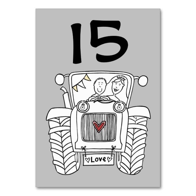 Anpassningsbar Landsbyggsbröllop Tractor Bordsnumm Bordsnummer (Framsidan)