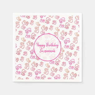 Anpassningsbar Länkad Orange Rosa Heart Mönster ov Pappersservett