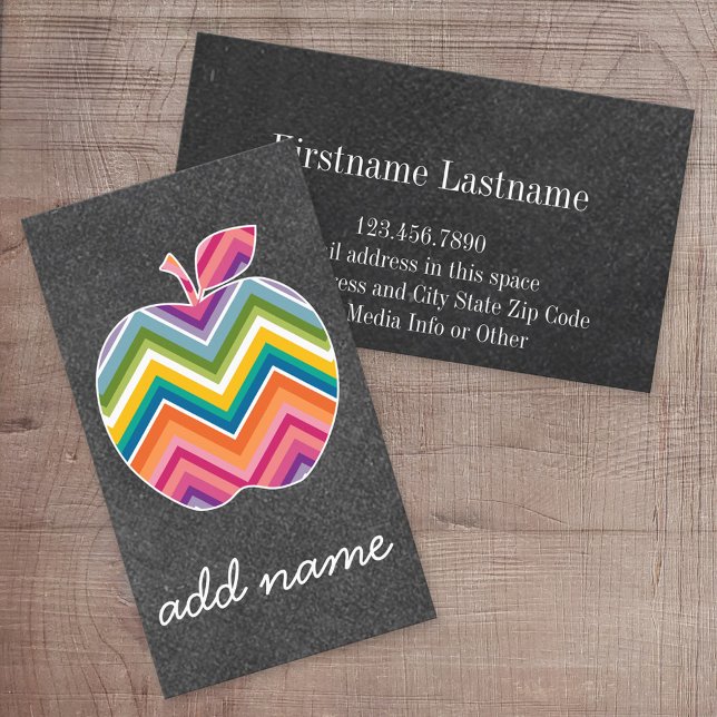 Anpassningsbar Läraräpple med Trendig Chevron Möns Visitkort (Custom Printed Online Business Card)