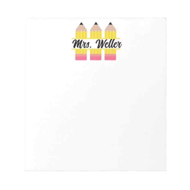 Anpassningsbar Lärare 3 Pencil design med Namn Anteckningsblock (Framsida)