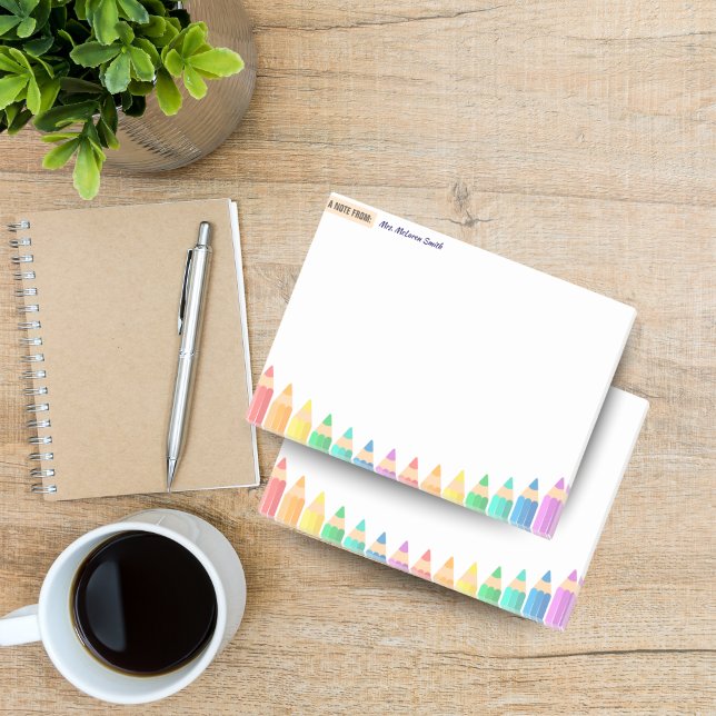 Anpassningsbar Lärare, anteckningar - färgblyertsp Post-it Block (Personalized Teacher Post-it Notes Colorful)