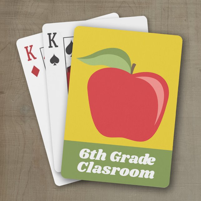 Anpassningsbar Lärare Apple med modernt äpple Casinokort (Personalized classroom playing cards)