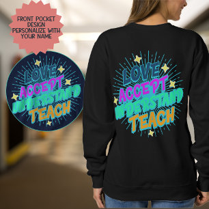 Anpassningsbar Lärare Kärlek accepterar Teach Retr T Shirt