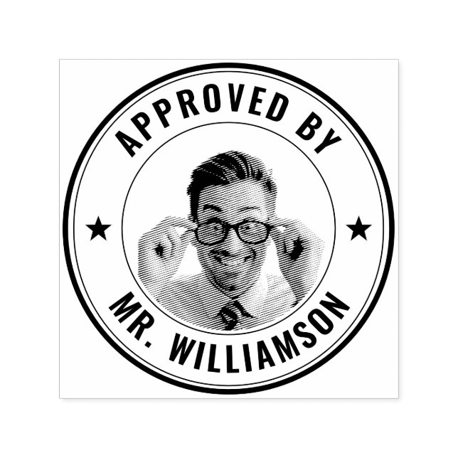 Anpassningsbar Lärare Namn Funny Ansikte Godkännan Självfärgande Stämpel (Design)