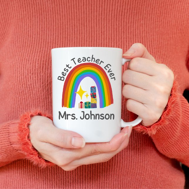Anpassningsbar Lärares Namn med en Cute Julgran Kaffemugg (Skapare uppladdad)