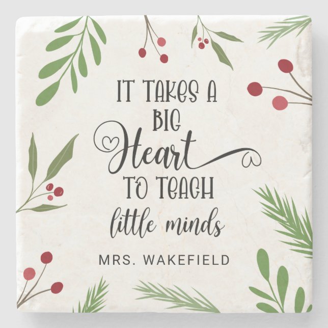 Anpassningsbar Lärares uppskattning - julklapp Stenunderlägg (Framsidan)