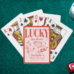 Anpassningsbar Las Vegas Bachelorette Party Person Casinokort<br><div class="desc">Gör din bachelorette firande oförglömlig med vår Rosa och Röda "Lucky in Kärlek" Las Vegas Bachelorette Party Customized Poker Cards. Dessa vibrationskort kombinerar roligt och funktionalitet, vilket perfekt fångar andan i ett "Drunk in Kärlek" temat helg. De här korten har lekfulla motiv som "Vegas before Vows" och "Lucky in Kärlek...</div>