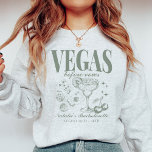 Anpassningsbar Las Vegas Bachelorette Party Person T Shirt<br><div class="desc">Håll dig mysigt och snyggt under ditt komplott med vår Emerald Grönt "Vegas before Vows" Anpassningsbar Las Vegas Bachelorette Party Crewnacktröja. Denna bekväma och moderiktiga tröja är perfektens val för att skapa värme och enighet i din brudens sida. Med en retro kasino-inspirerad design fångar den andan i ditt bach resa...</div>