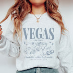 Anpassningsbar Las Vegas Bachelorette Party Person T Shirt<br><div class="desc">Ta hand om äventyr med vår Dusty Blue Vegas before Vows-Anpassningsbar Las Vegas Bachelorette Party Personlig Crewnacktröjan. Den här mysiga tröjan och snyggten är skräddarsydd för bekvämlighet och tillför lite sofistikering till ditt speciella helg. Med en retro kasino-bach resa-design som är integrerad i väven, anger den perfekten för ett minnesvärt...</div>