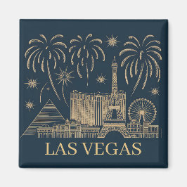 Anpassningsbar Las Vegas Skyline Guld Line Art Vin Magnet