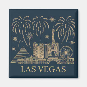 Anpassningsbar Las Vegas Skyline Guld Line Art Vin Magnet