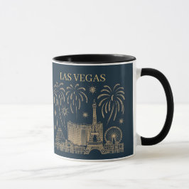 Anpassningsbar Las Vegas Skyline Guld Line Art Vin Mugg