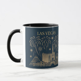 Anpassningsbar Las Vegas Skyline Guld Line Art Vin Mugg