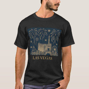 Anpassningsbar Las Vegas Skyline Guld Line Art Vin T Shirt