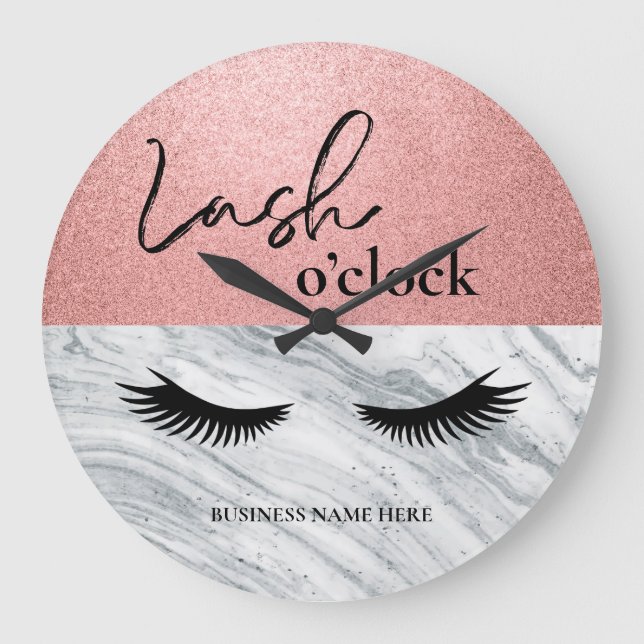 Anpassningsbar Lash O'Clock Business namn Stor Klocka (Framsida)