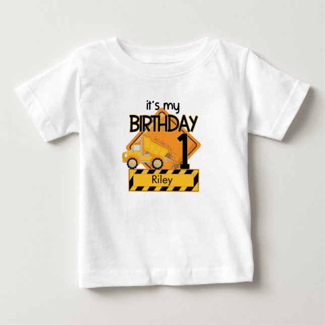Anpassningsbar lastbil födelsedagskalas t-shirt (Framsida)