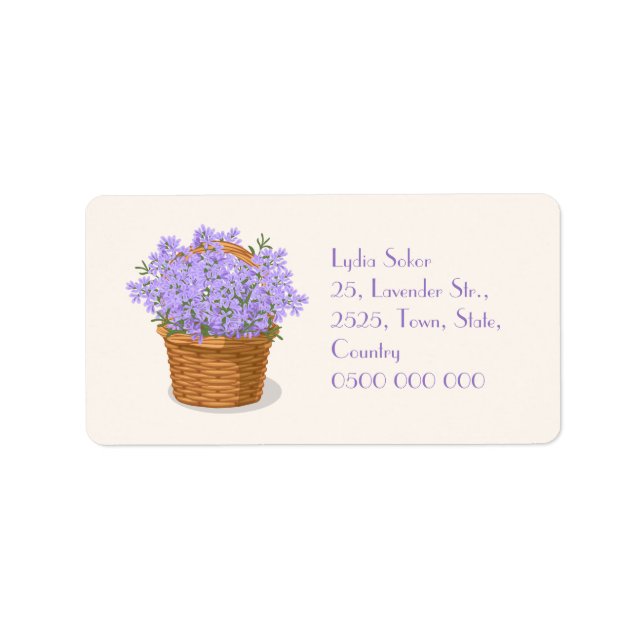 Anpassningsbar Lavender Basket adressetikett (Framsidan)