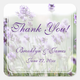 Anpassningsbar Lavender Bohemian Wedding Favor Sti Fyrkantigt Klistermärke