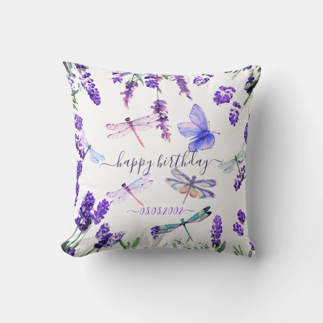 Anpassningsbar Lavender Dragonfly Shabby chic Boho Kudde (Framsida)