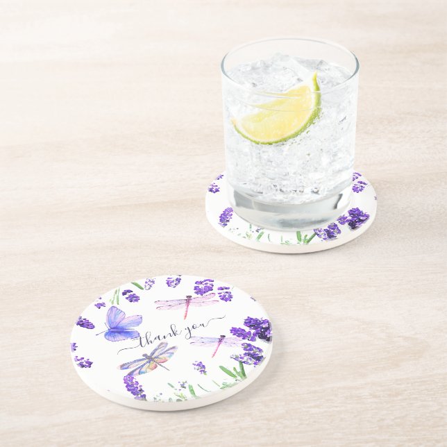 Anpassningsbar Lavender Dragonfly Shabby chic Boho Underlägg (Sidan)