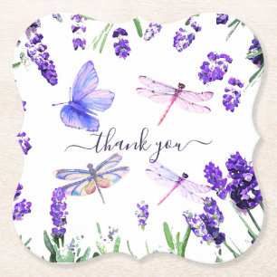 Anpassningsbar Lavender Dragonfly Shabby chic Boho Underlägg Papper