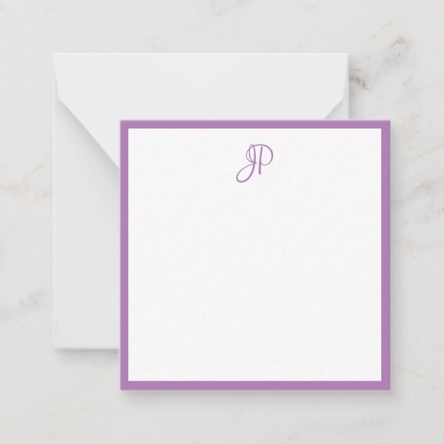 Anpassningsbar Lavender Färg Handwrite Monogram Anteckningskort (Framsida)