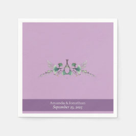 Anpassningsbar Lavender Greenery Bröllop Napkins Pappersservett