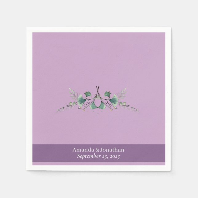 Anpassningsbar Lavender Greenery Bröllop Napkins Pappersservett (Framsidan)