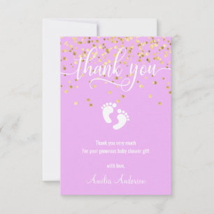 Anpassningsbar Lavender Guld TACK Baby Shower GIRL Kort