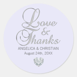 Anpassningsbar Lavender Heart Bröllop Kärlek och t Runt Klistermärke