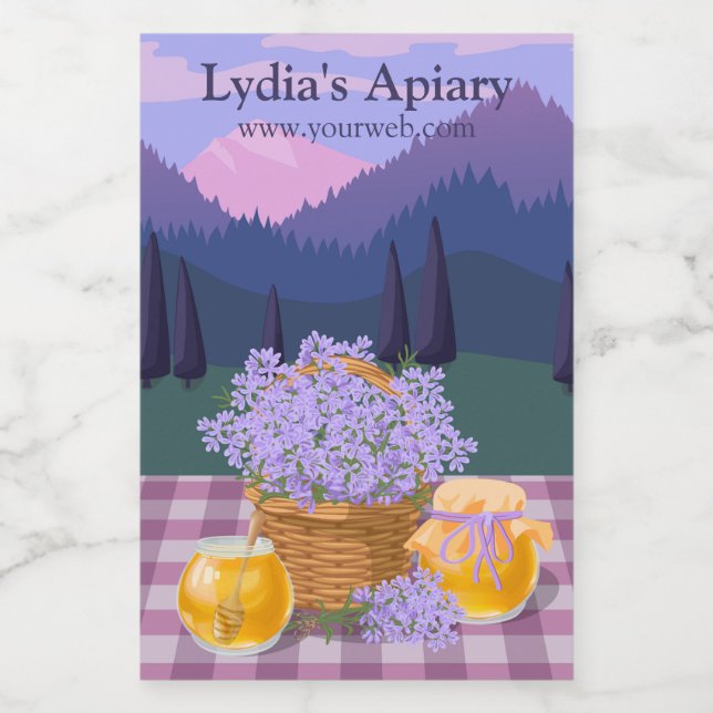 Anpassningsbar Lavender Honung Burk etikett (Singel etikett)